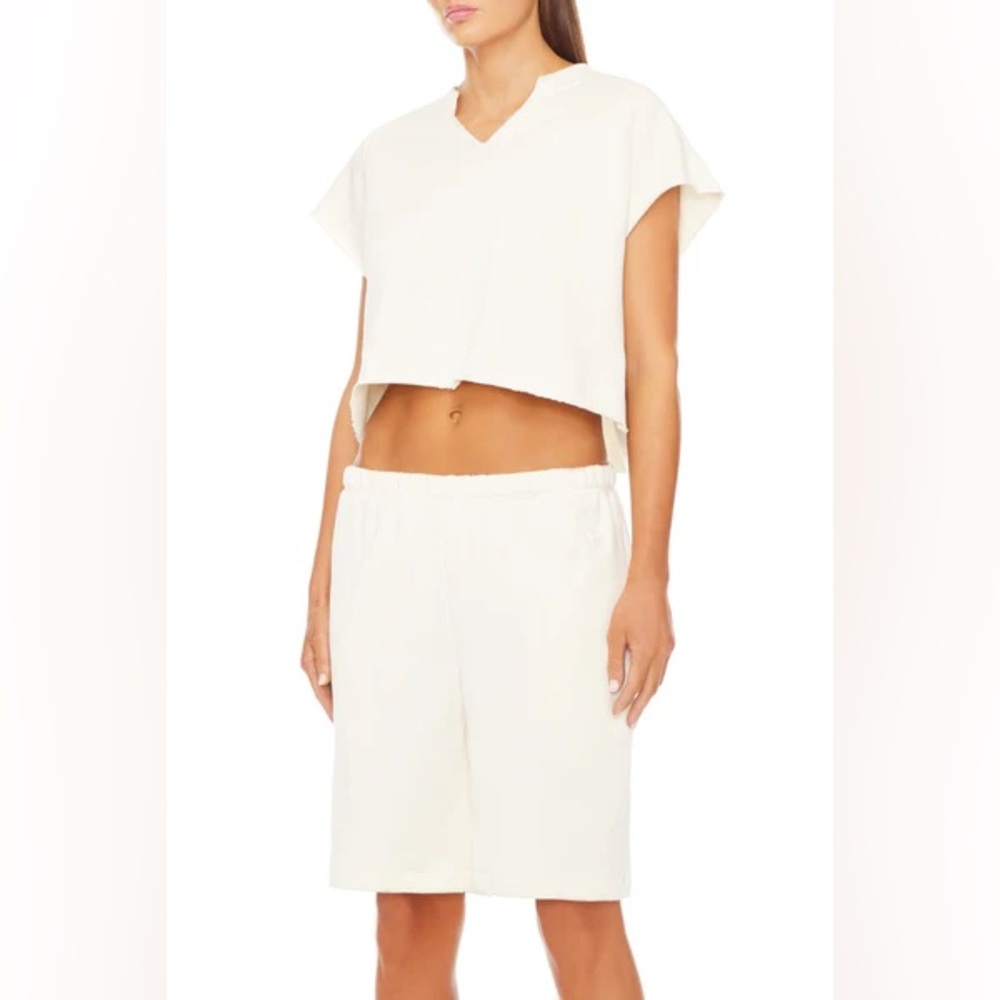 Eterne Terry Raglan Cutoff Top & Boyfriend Short - Picture 2 of 10